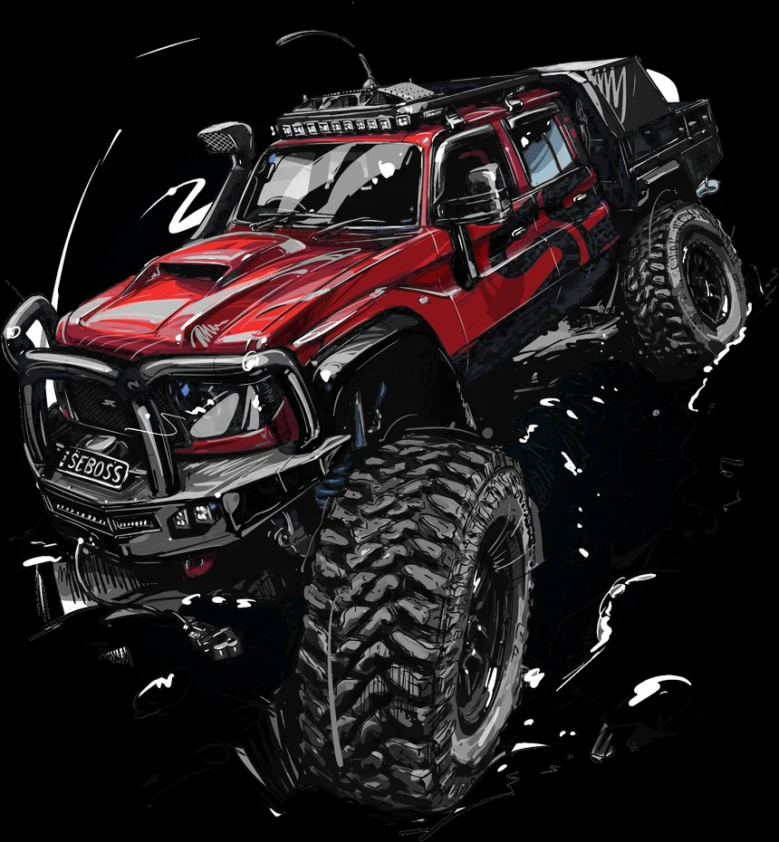 SE BOSS Toyota LandCruiser 79 dual cab illustration - Shannons Engineering custom tray and touring build
